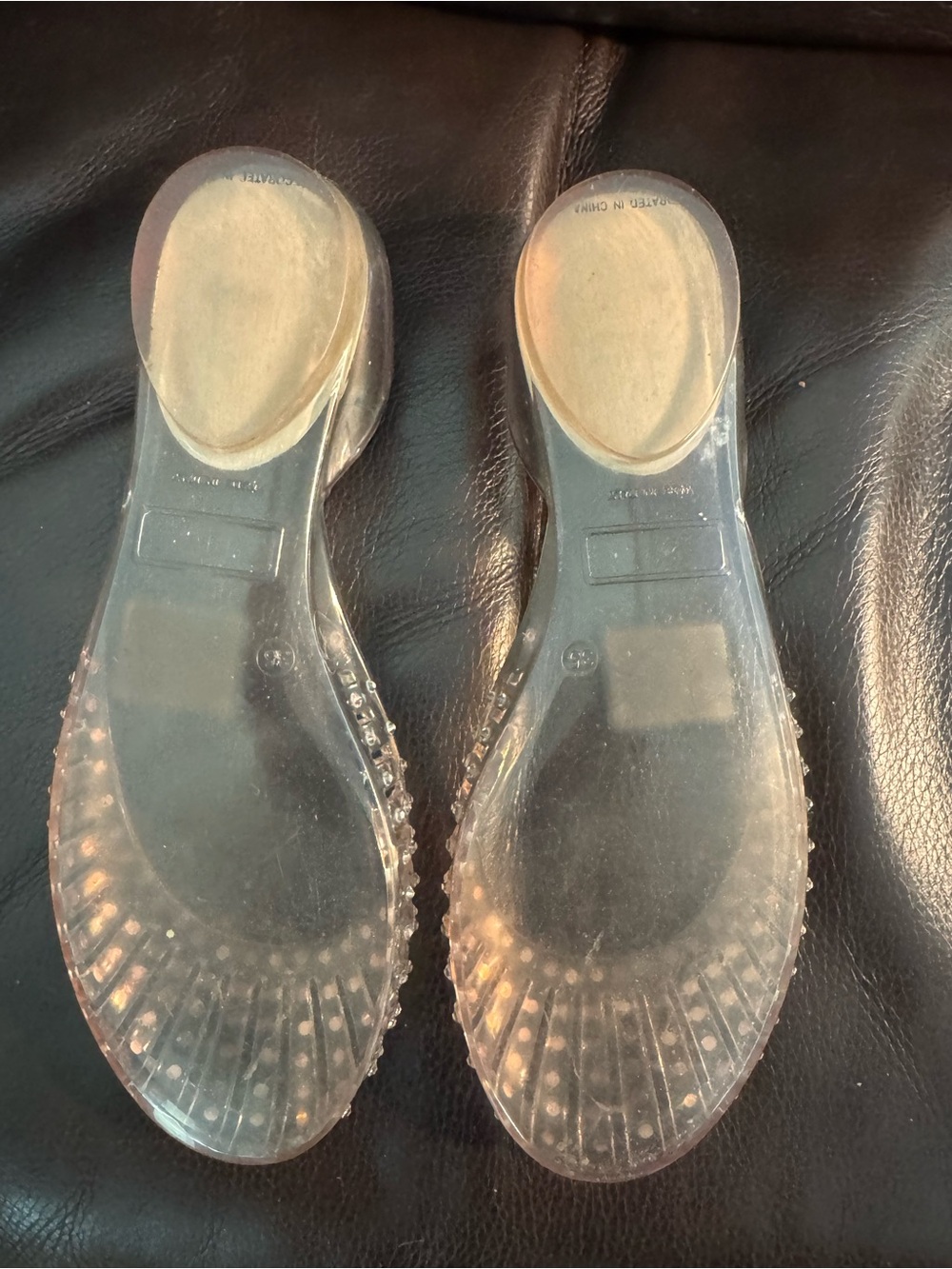 Stuart Weitzman Clear Crystal-Studded Jelly Flats - Picture 2 of 4